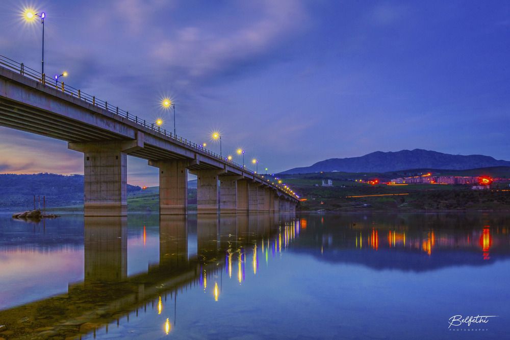 Bridge reflection on water