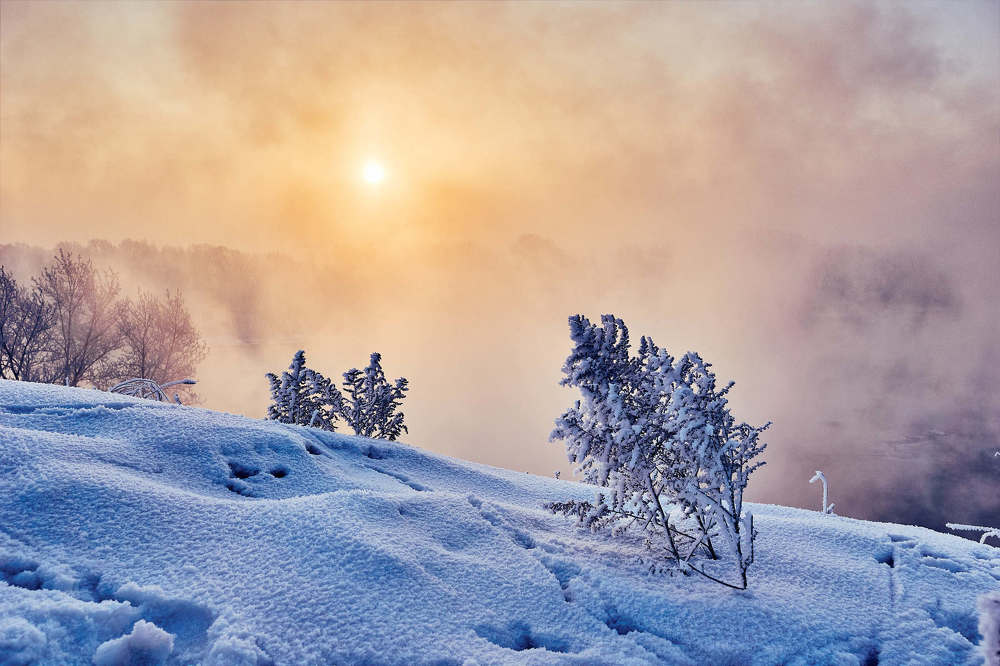 Туманное утро над Енисеем