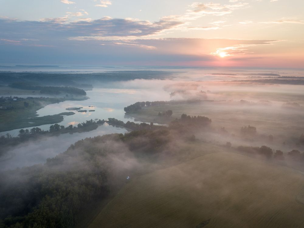 Туман над деревней Подмалинки