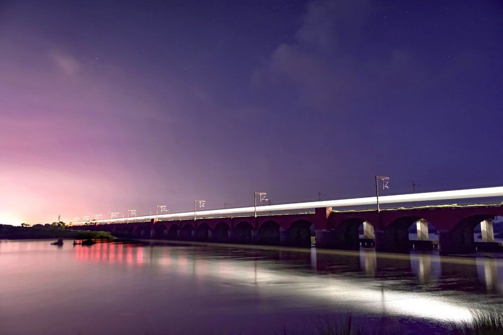 Lights on a Walk in a Rail Bridge