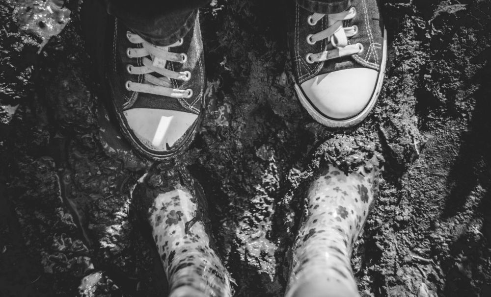 Family in the mud