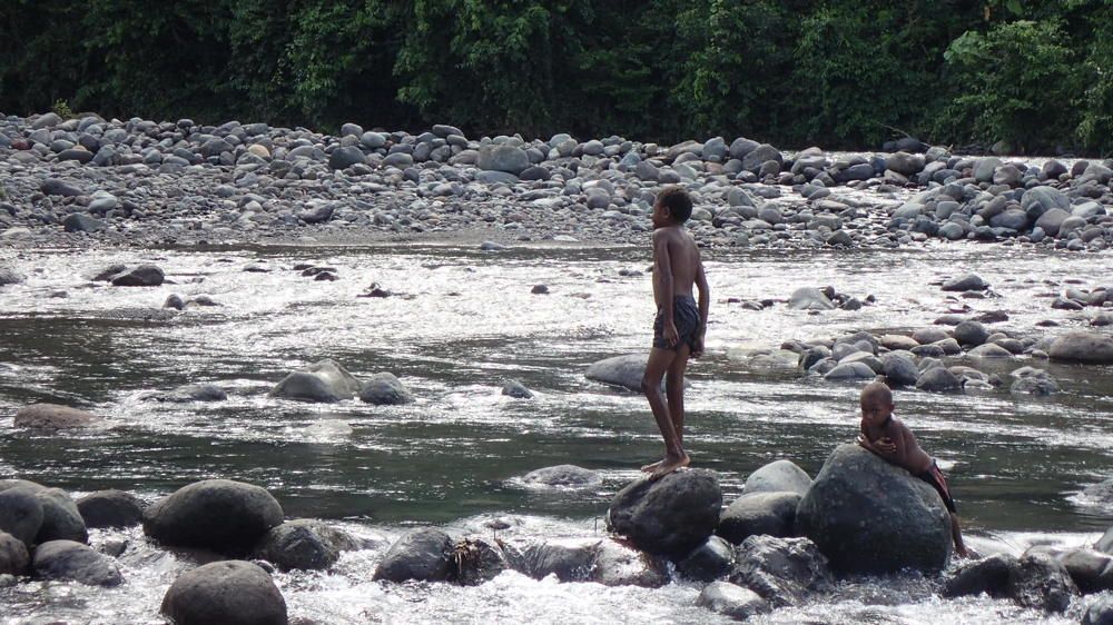 Children at river