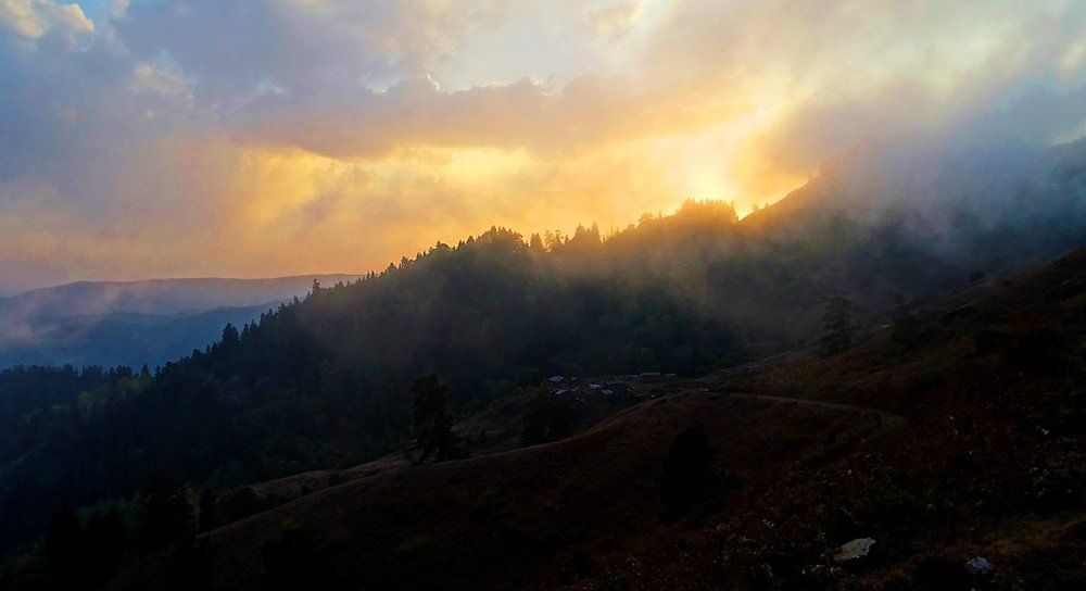 Туман. Закат с высоты 2300 метров