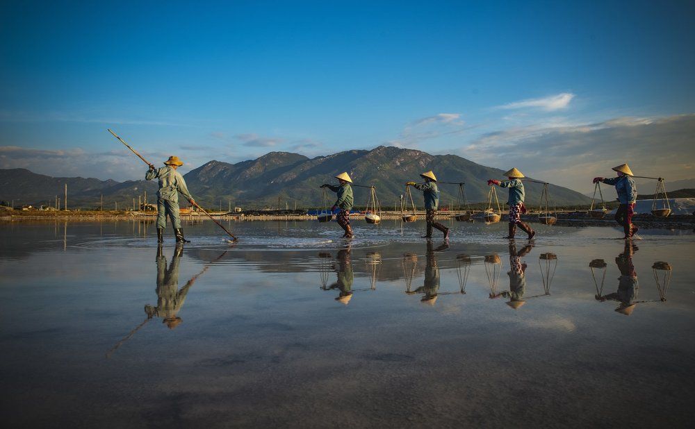 Farmer making salt