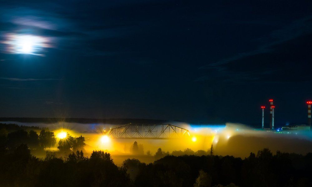 фонари  в тумане