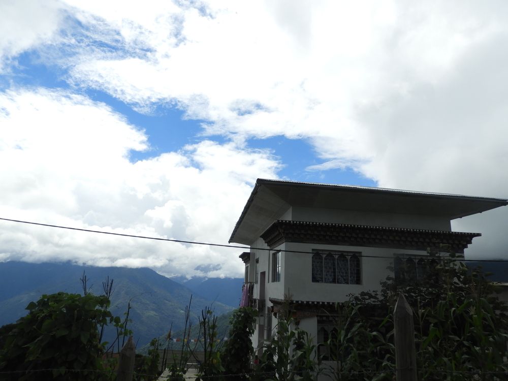 Concrete building in the middle of beautiful mountain.