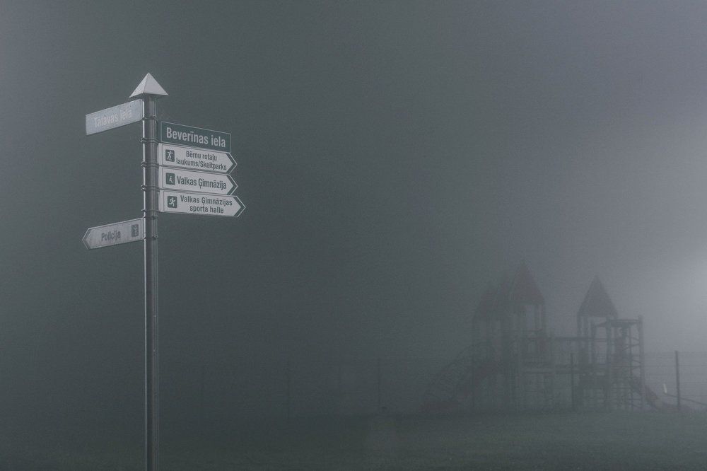 Playground in fog