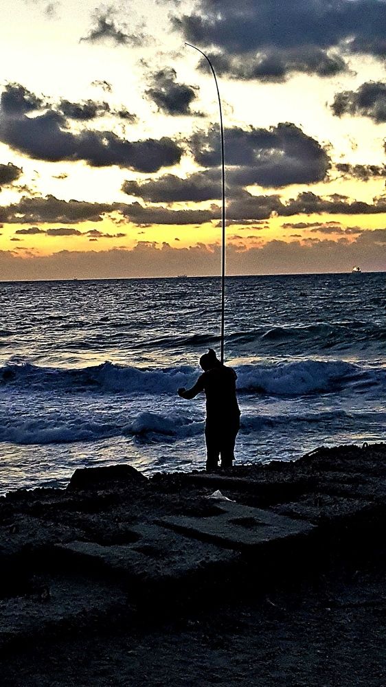 Fishing at sunset