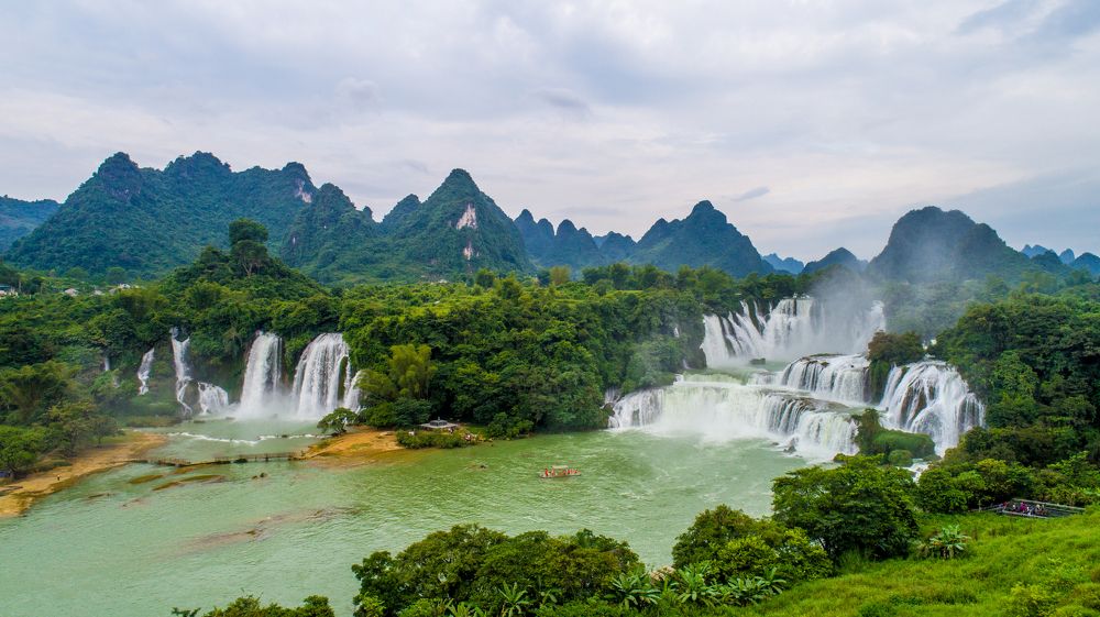 Beautiful waterfall in the border of China and Vietnam