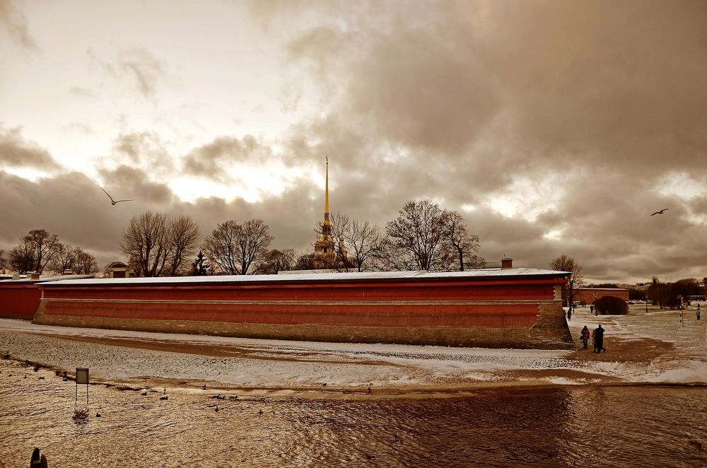 Петропавловская крепость зимой