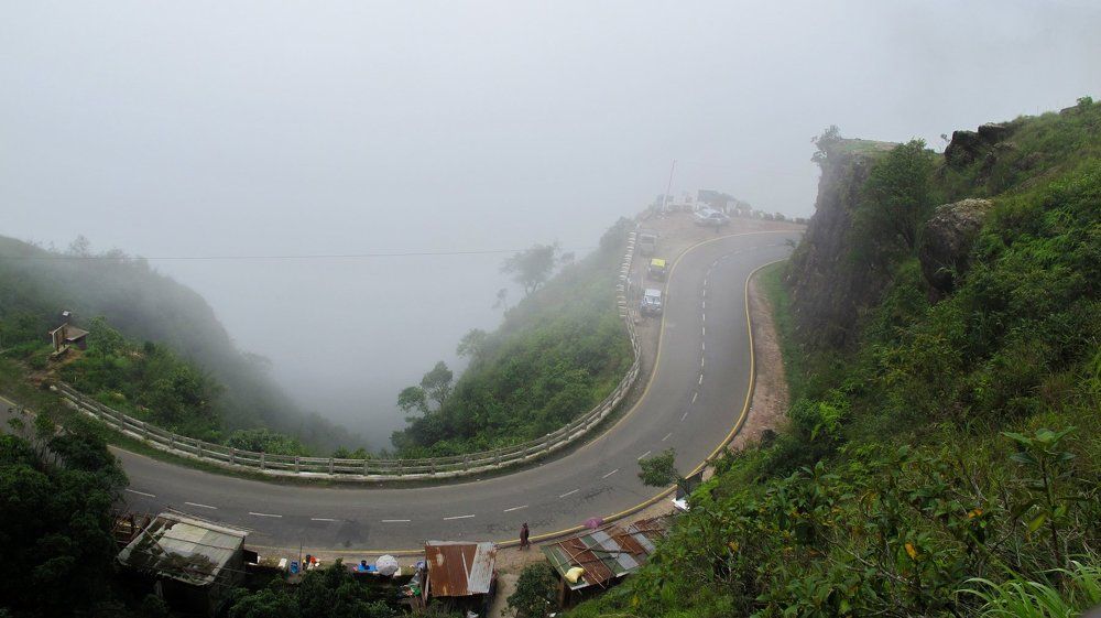 Road circle in the fog