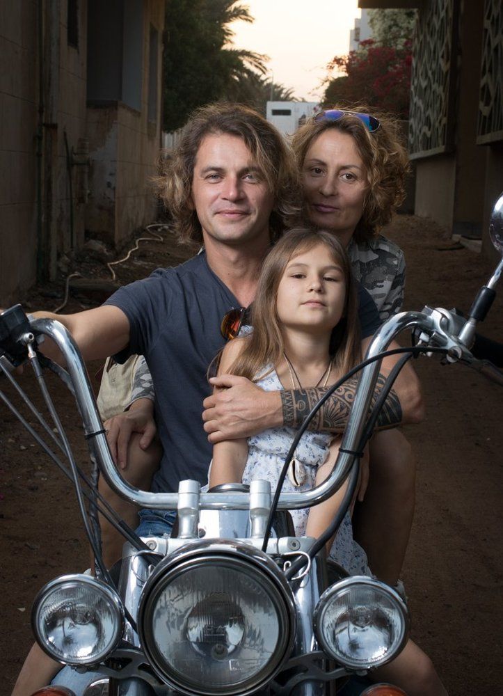 Family on motorcycle