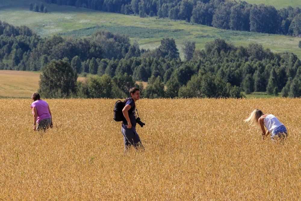 На пленере.