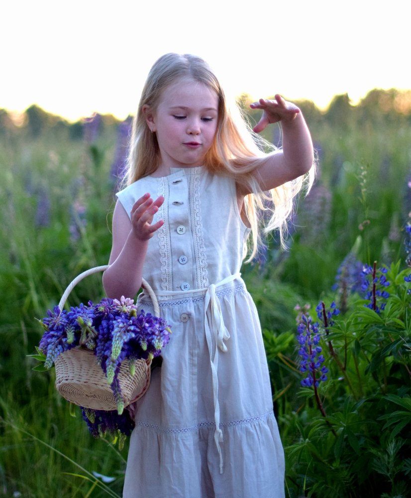 Девочка и люпины
