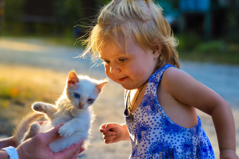 girl and cat