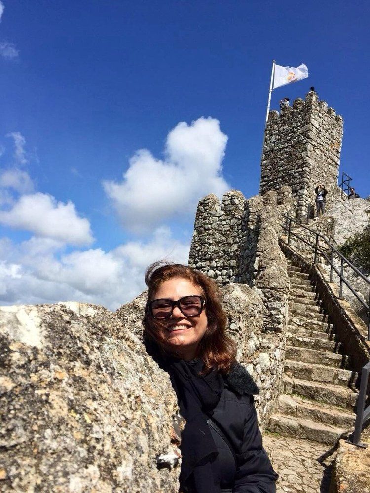 Woman in medieval Castle.