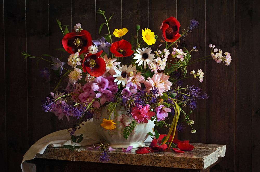 Букет в красно-розовых тонах