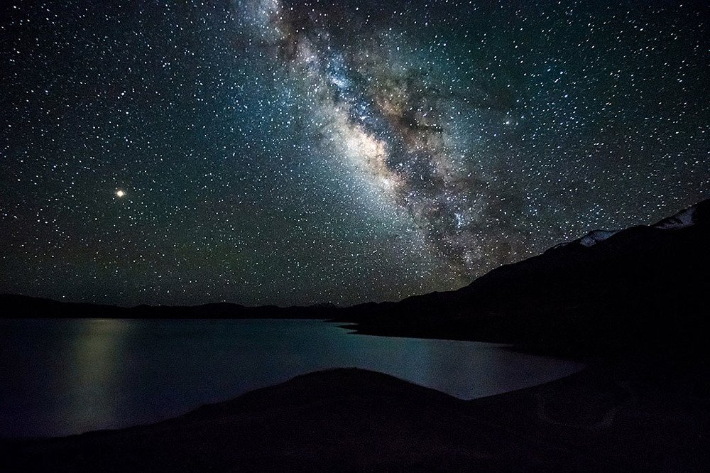 Milkyway At Tso Moriri Lake With Mars Reflection