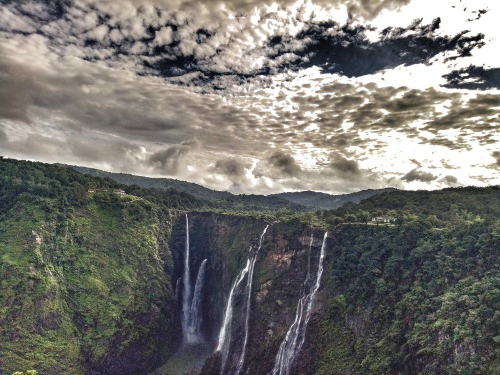 Falls with lovely clouds
