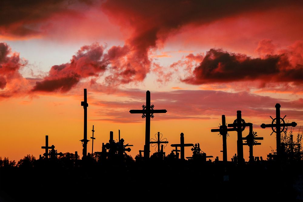 The Hill of Crosses in the Sunset