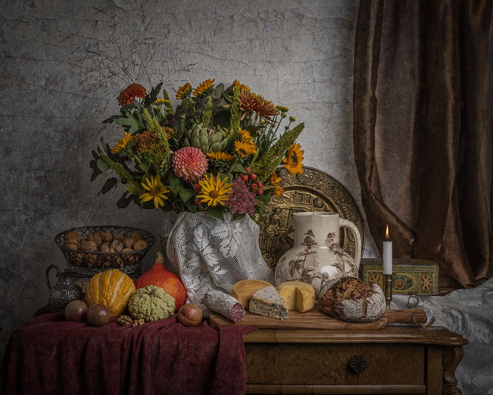Still life with cheeses