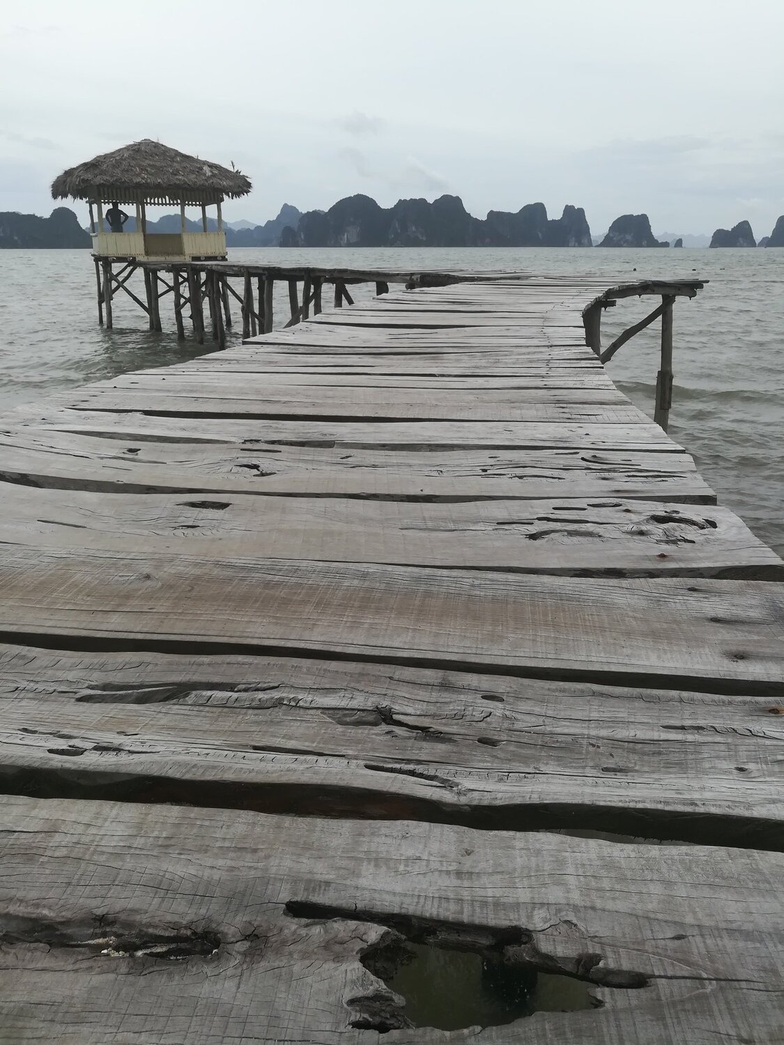 Wooden planks to Ha Long Bay
