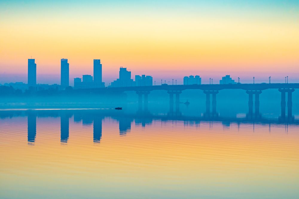 Мост Патона на рассвете