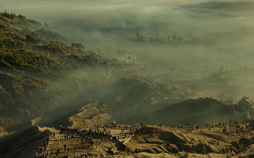 Morning Fog Bromo Mountain