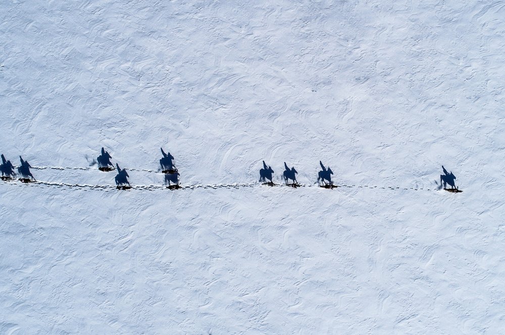 по заснеженной целине
