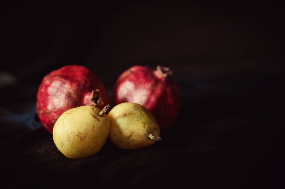 pomegranates and pears