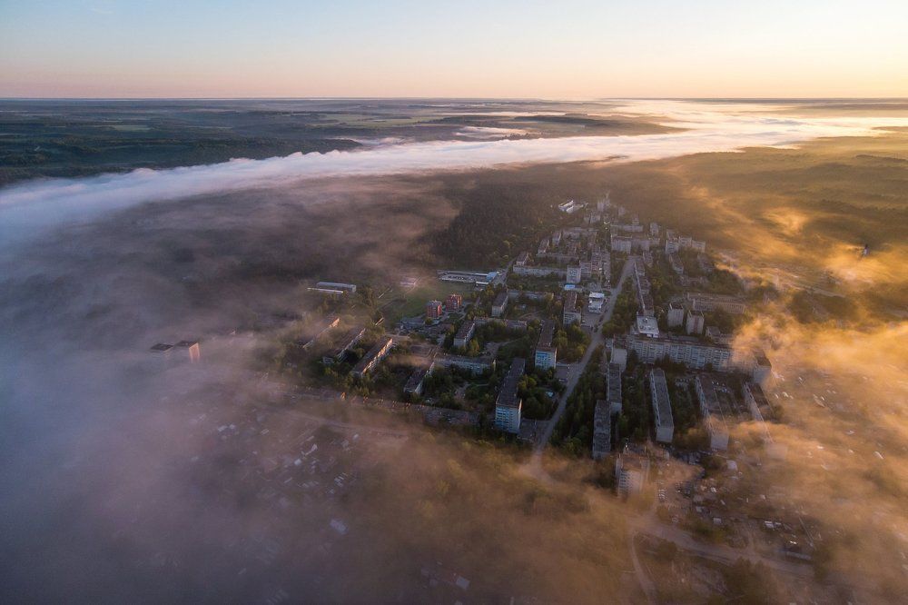 Утренний туман над городом