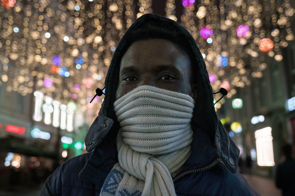 In the evening lights