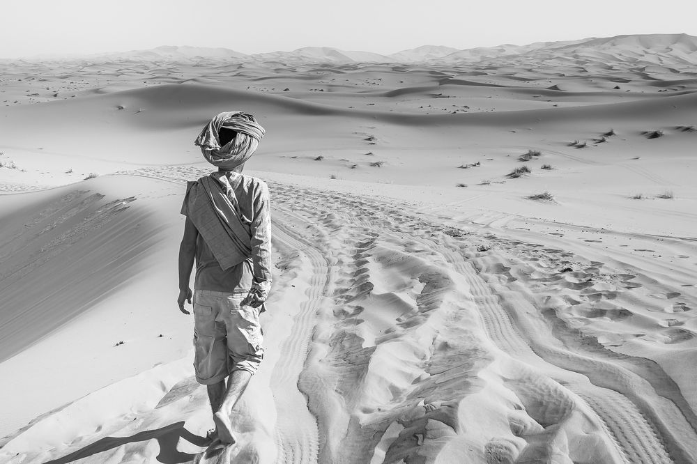 Walking in Sahara Desert