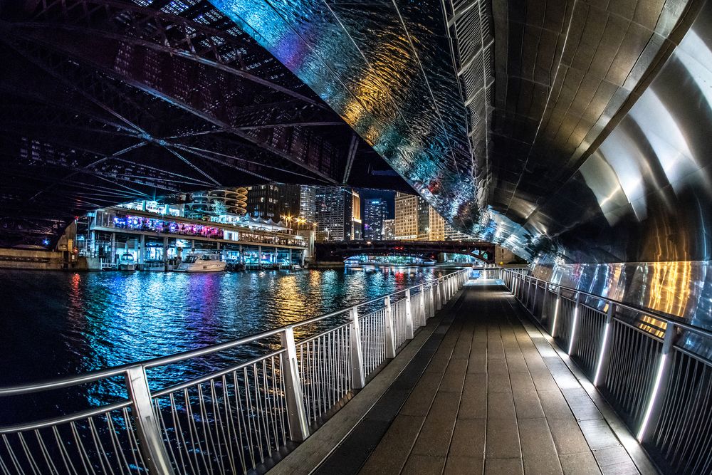 Night Chicago Riverwalk