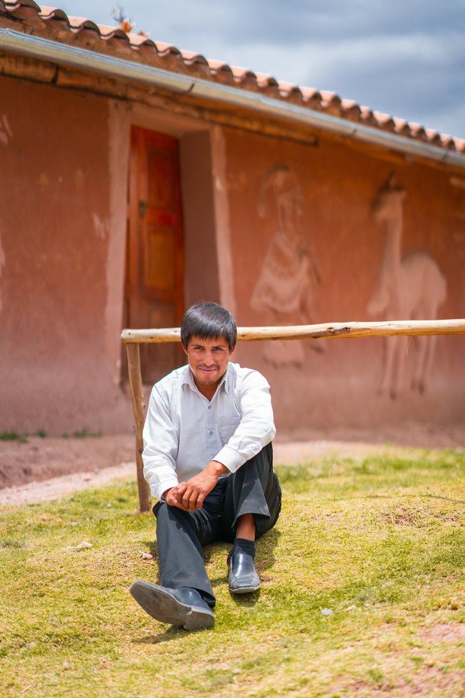 Peruvian man in mountain village