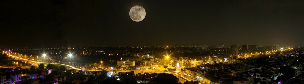 Drone +Long expose +moon +Panaroma