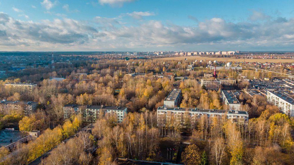 Вид на НИП-14 Главного испытательного космического центра им. Г.С. Титова и г. Ивантеевку