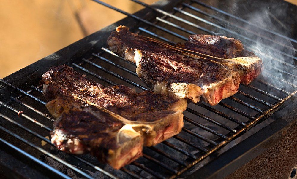 стэйки на огне