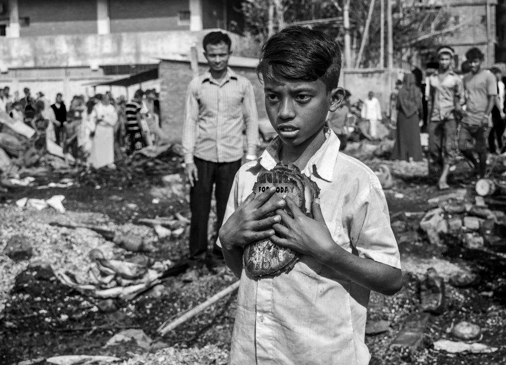 After fire accident.