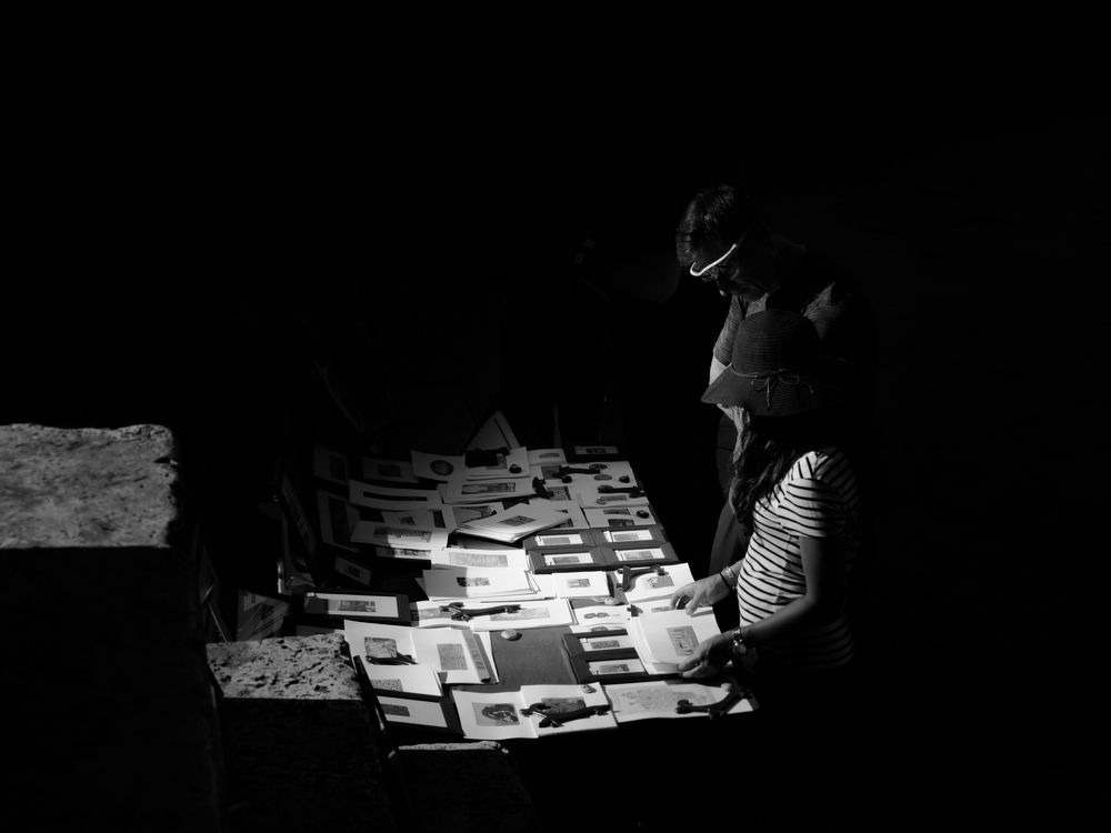 on the street in front of the church