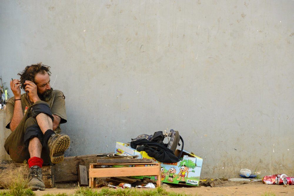 A homeless man