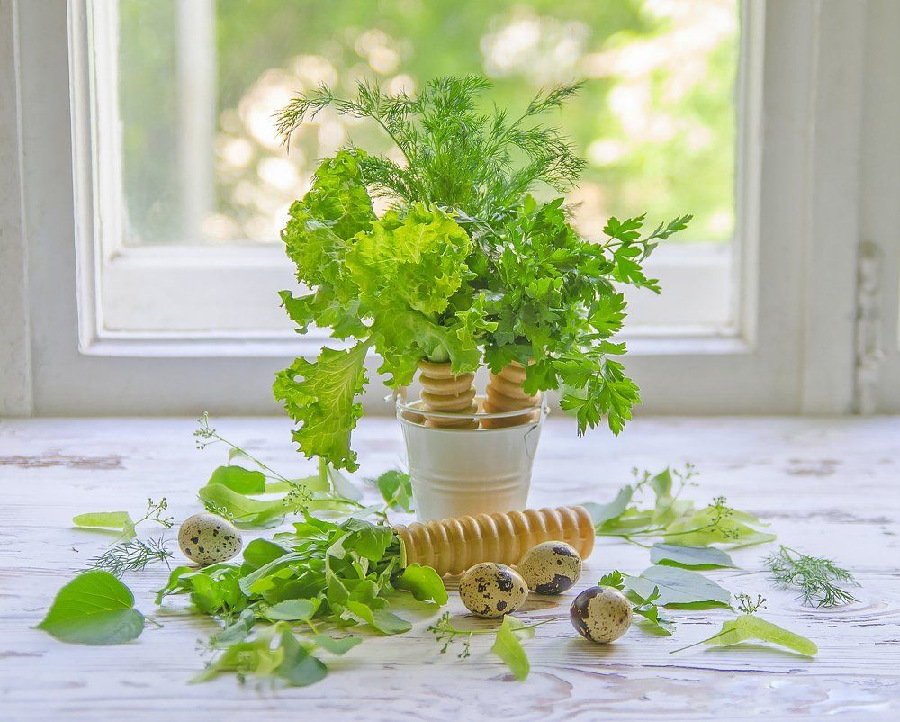 Spring bouquet of fresh greens