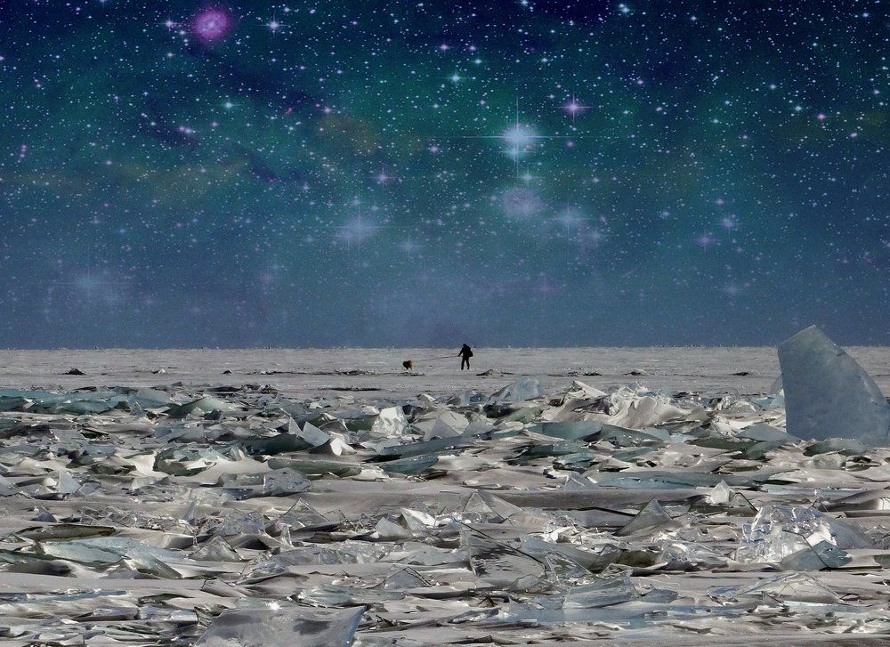 Звёздная ночь в ледяных торосах