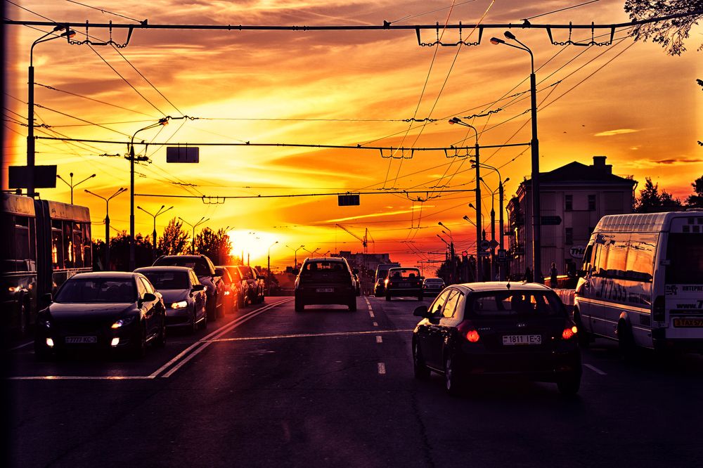 Закат в городе