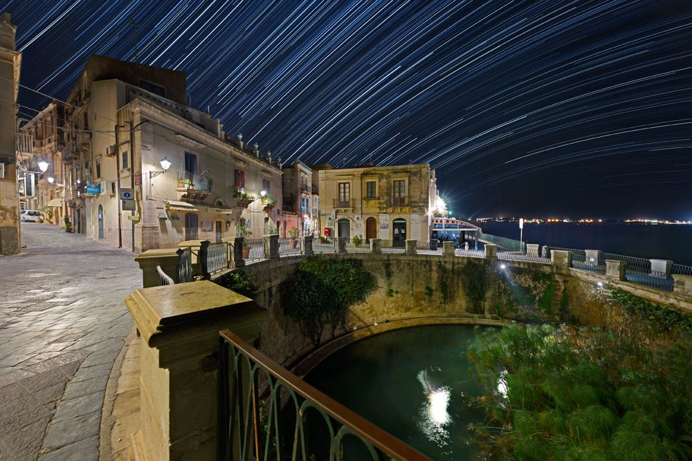 Star trails Over Aretusa Spring