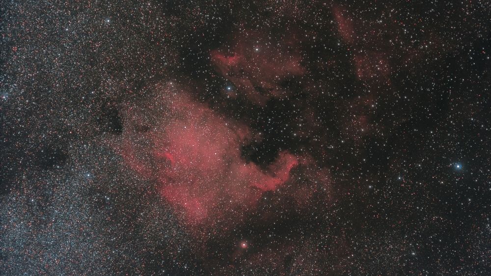 Туманности "Северная Америка и Пеликан" в созвездии Лебедя.