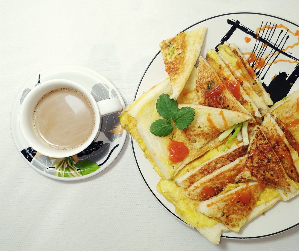 breakfast and white coffe