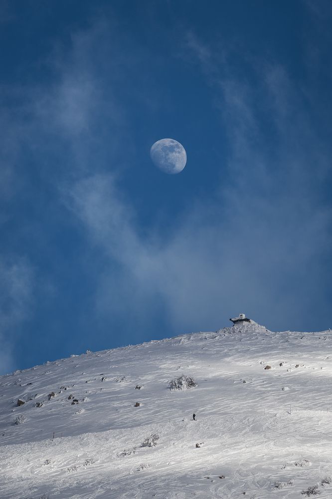 The Moon over mount Hermon, Israel