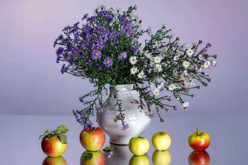 Астры с яблоками