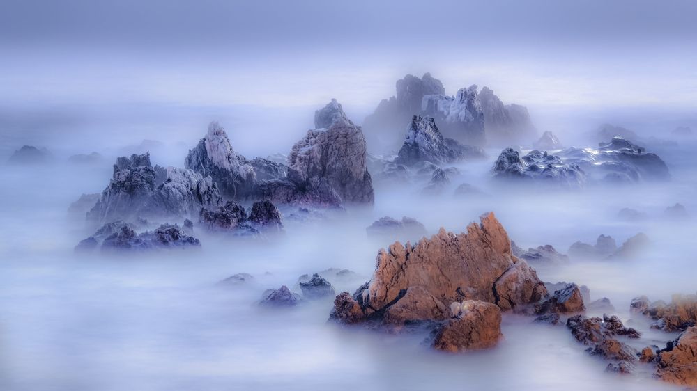 Morning ocean in the silky smooth